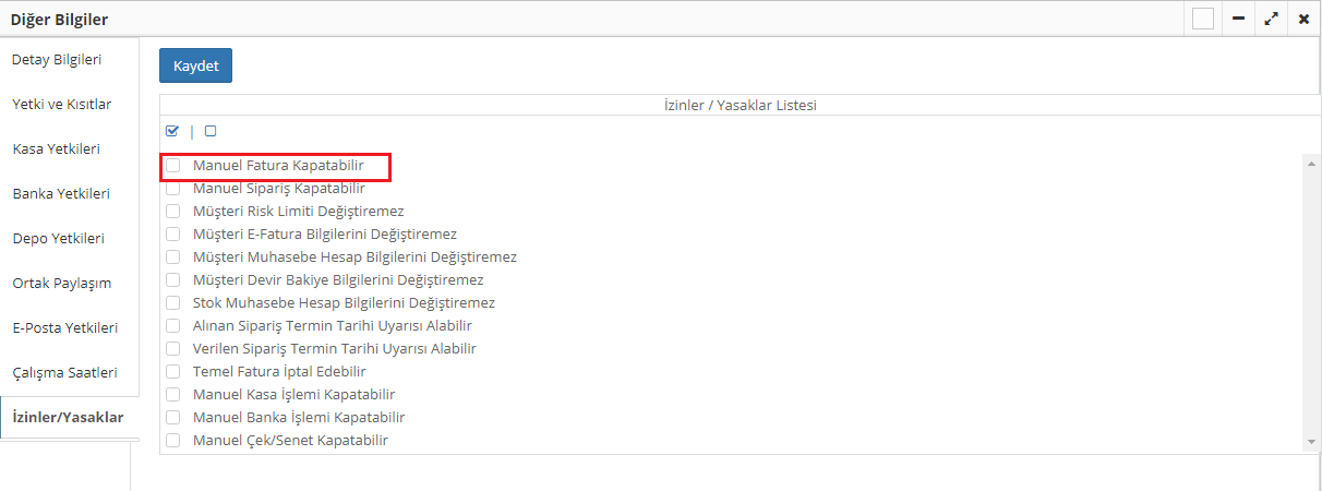 manuel fatura kapatma